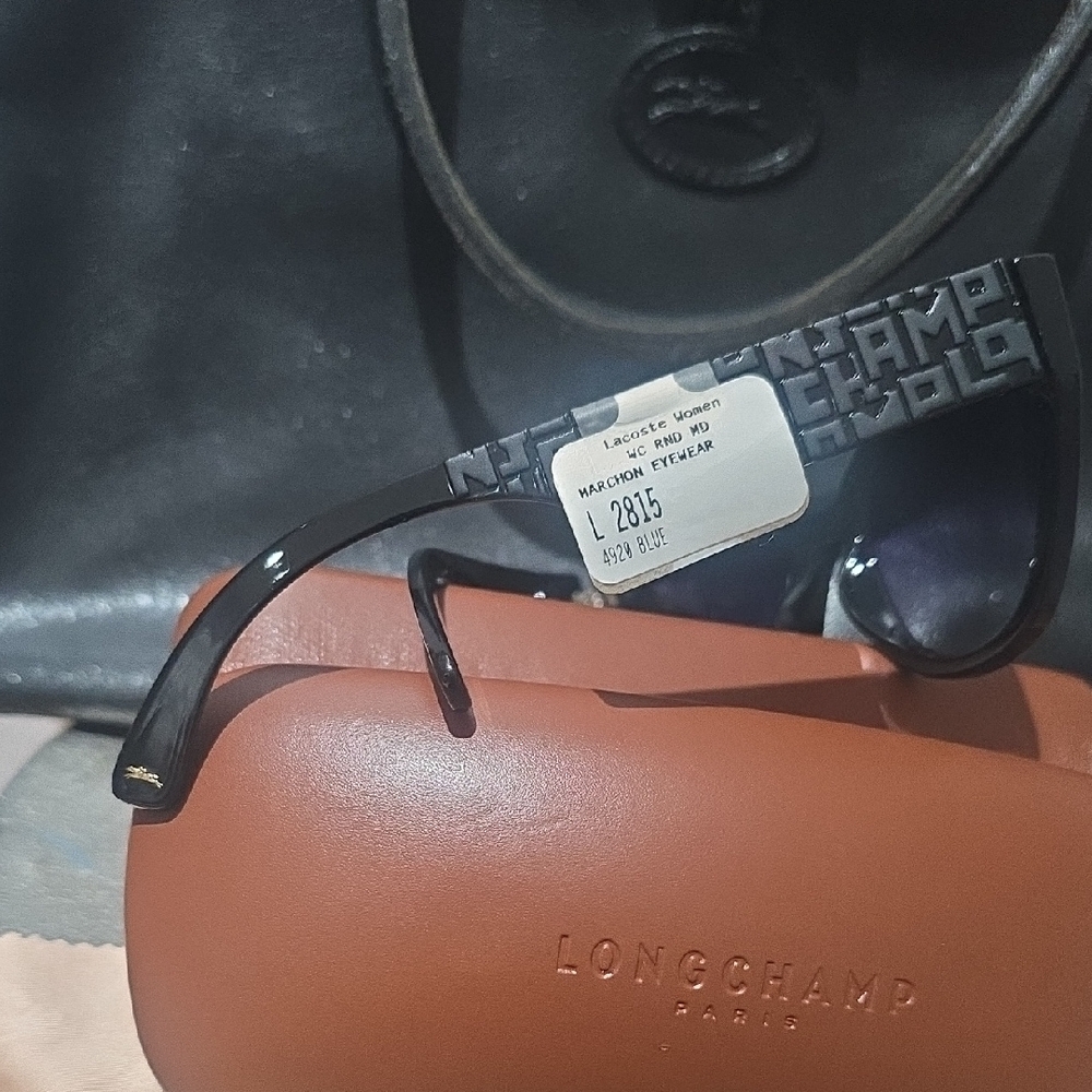 Longchamp Black and Brown Wayfarer Sunglasses NWT - Picture 2 of 4